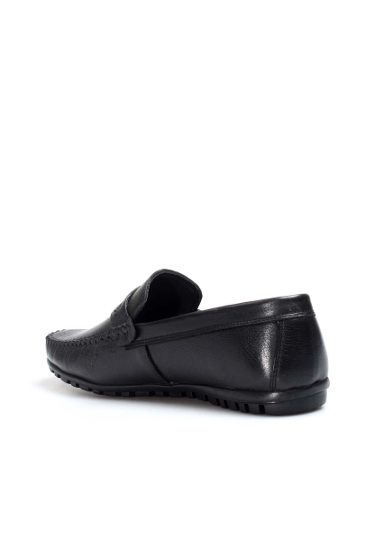 MirgeShoes Siyah Bağcıksız Erkek Loafer Ayakkabı İçi Dışı Hakiki Deri MRG01715131420