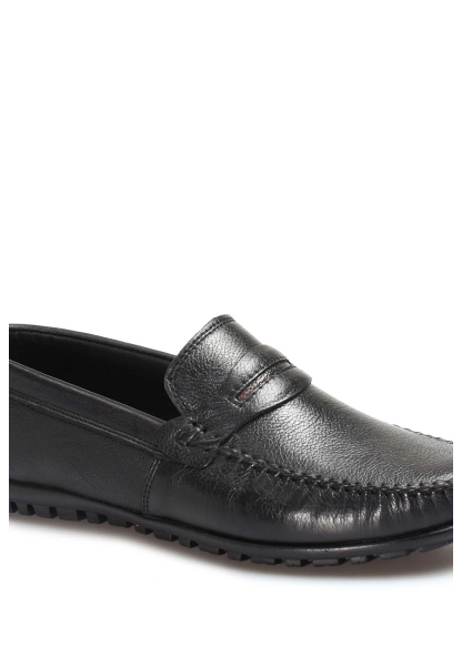 MirgeShoes Siyah Bağcıksız Erkek Loafer Ayakkabı İçi Dışı Hakiki Deri MRG01715131420