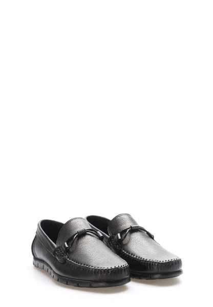 MirgeShoes Siyah Bağcıksız Erkek Loafer Ayakkabı İçi Dışı Hakiki Deri MRG0175813164442343