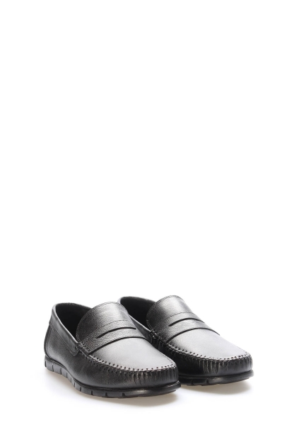 MirgeShoes Siyah Bağcıksız Erkek Loafer Ayakkabı İçi Dışı Hakiki Deri MRG0175813337