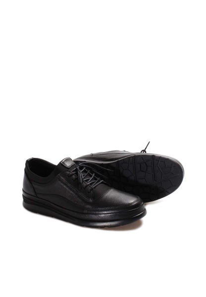 MirgeShoes Siyah Bağcıklı Erkek Spor Sneaker Ayakkabı İçi Dışı Hakiki Deri MRG01985131767