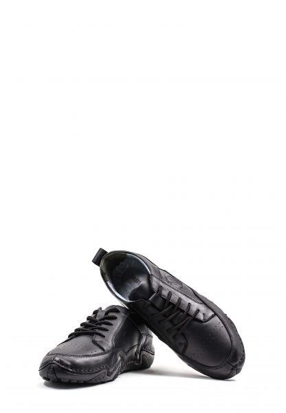 MirgeShoes Siyah Bağcıklı Erkek Spor Sneaker Ayakkabı İçi Dışı Hakiki Deri MRG0125713132736