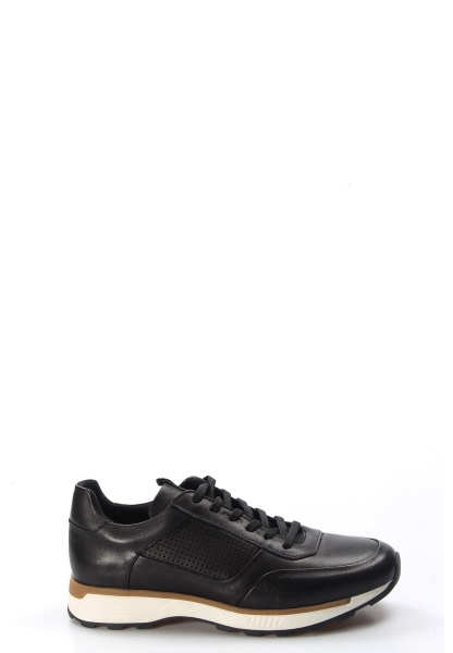 MirgeShoes Siyah Bağcıklı Erkek Sneaker Spor Ayakkabı İçi Dışı Hakiki Deri MRG01853131232