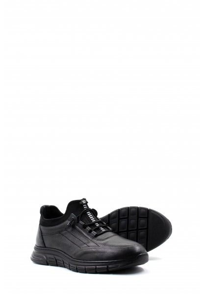 MirgeShoes Siyah Erkek Spor Sneaker Ayakkabı İçi Dışı Hakiki Deri MRG01741312319