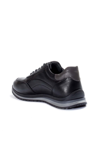 MirgeShoes Siyah Bağcıklı Erkek Spor Sneaker Ayakkabı İçi Dışı Hakiki Deri MRG01985131527