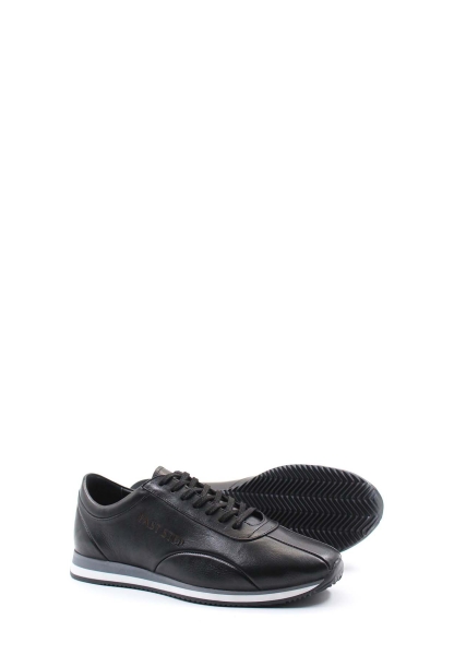 MirgeShoes Siyah Bağcıklı Erkek Spor Sneaker Ayakkabı İçi Dışı Hakiki Deri MRG0128413121637