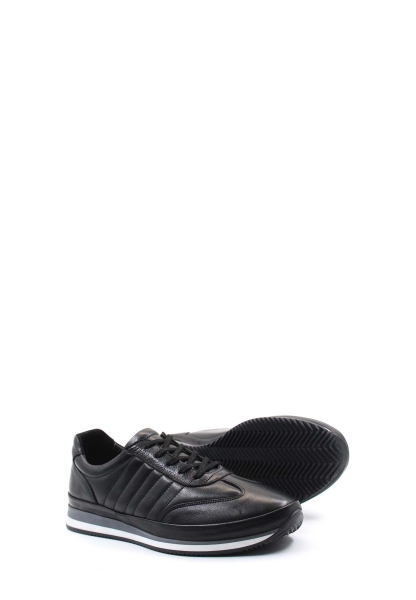 MirgeShoes Siyah Erkek Spor Sneaker Ayakkabı İçi Dışı Hakiki Deri MRG01284131709628