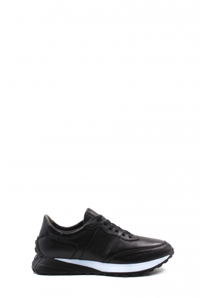 MirgeShoes Siyah Bağcıklı Erkek Spor Sneaker Ayakkabı İçi Dışı Hakiki Deri MRG01291131442