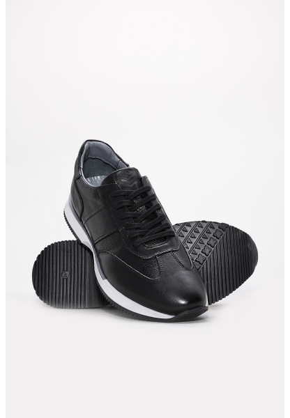 MirgeShoes Siyah Erkek Spor Sneaker Ayakkabı İçi Dışı Hakiki Deri MRG0137113111206