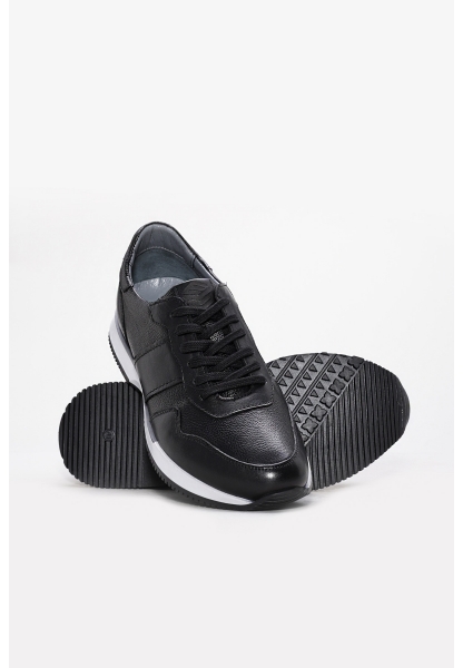 MirgeShoes Siyah Erkek Spor Sneaker Ayakkabı İçi Dışı Hakiki Deri MRG0137113111207