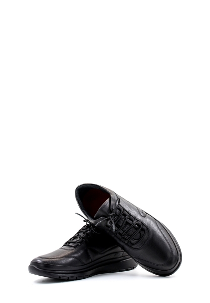 MirgeShoes Siyah Bağcıklı Erkek Spor Sneaker Ayakkabı İçi Dışı Hakiki Deri MRG0184713114367