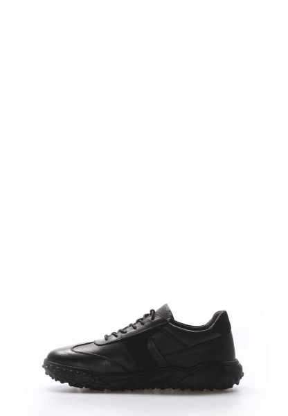 MirgeShoes Siyah Bağcıklı Erkek Spor Sneaker Ayakkabı İçi Dışı Hakiki Deri MRG01945131662