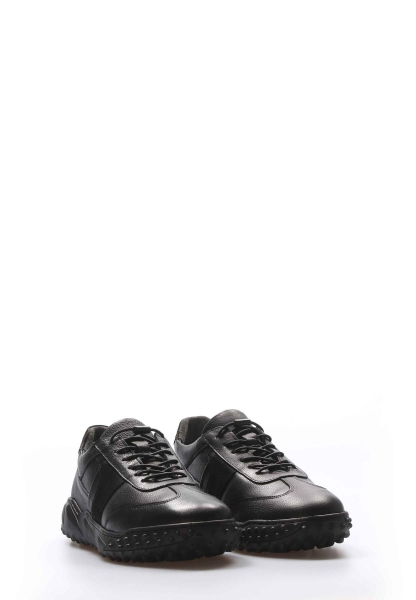 MirgeShoes Siyah Bağcıklı Erkek Spor Sneaker Ayakkabı İçi Dışı Hakiki Deri MRG01945131662