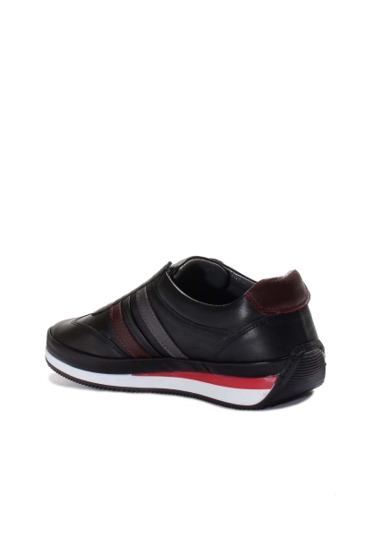 MirgeShoes Siyah Bağcıksız Erkek Spor Sneaker Ayakkabı İçi Dışı Hakiki Deri MRG0198613111005
