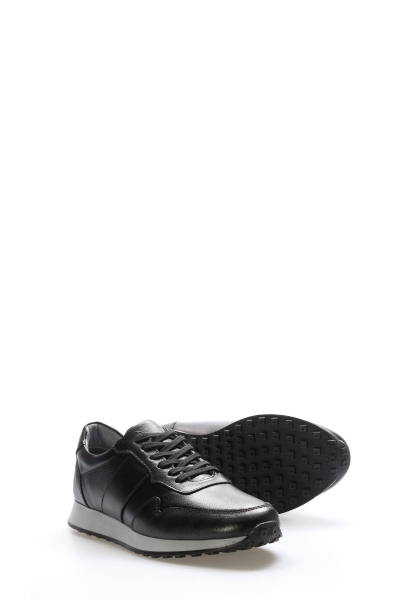 MirgeShoes Siyah Bağcıklı Erkek Spor Sneaker Ayakkabı İçi Dışı Hakiki Deri MRG0110811310712011030
