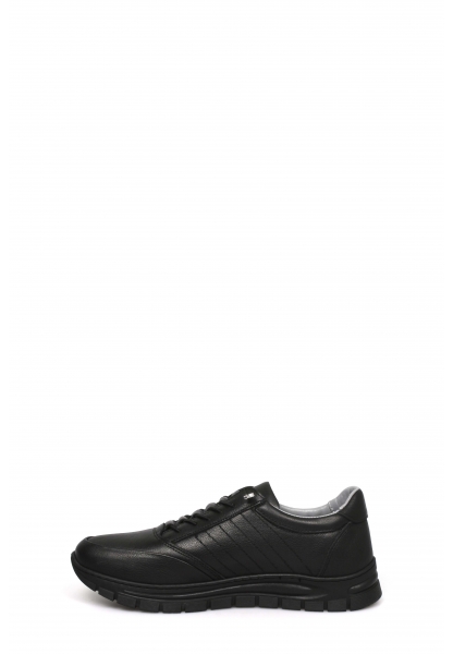 MirgeShoes Siyah Bağcıklı Erkek Spor Sneaker Ayakkabı İçi Dışı Hakiki Deri MRG0110811316279