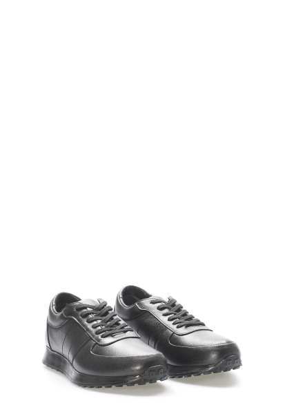 MirgeShoes Siyah Bağcıklı Erkek Spor Sneaker Ayakkabı İçi Dışı Hakiki Deri MRG011081131773