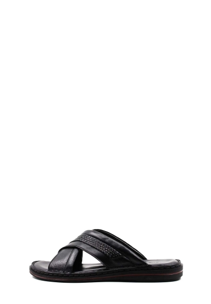 MirgeShoes Erkek Terlik İçi Dışı Hakiki Deri Siyah MRG01258131390