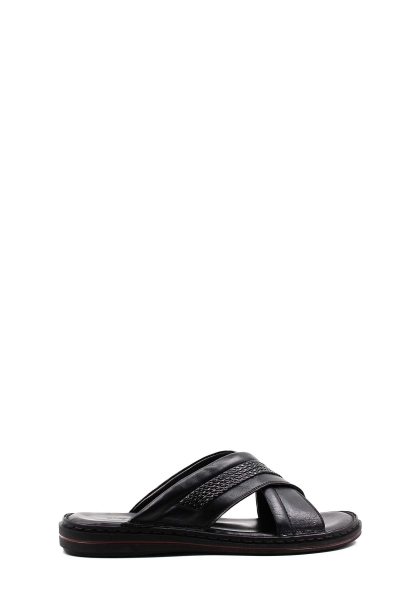 MirgeShoes Erkek Terlik İçi Dışı Hakiki Deri Siyah MRG01258131390