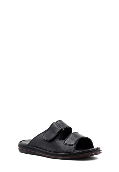 MirgeShoes Erkek Terlik İçi Dışı Hakiki Deri Siyah MRG01258131399