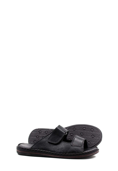 MirgeShoes Erkek Terlik İçi Dışı Hakiki Deri Siyah MRG01258131399