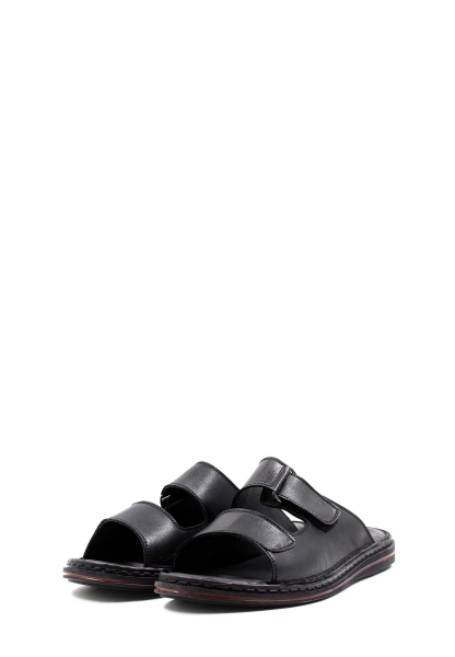 MirgeShoes Erkek Terlik İçi Dışı Hakiki Deri Siyah MRG01258131399