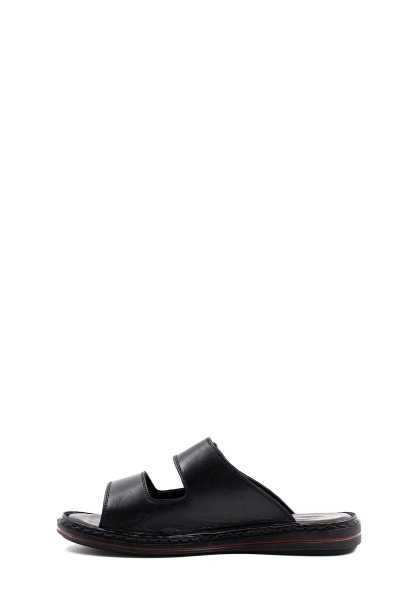 MirgeShoes Erkek Terlik İçi Dışı Hakiki Deri Siyah MRG01258131399