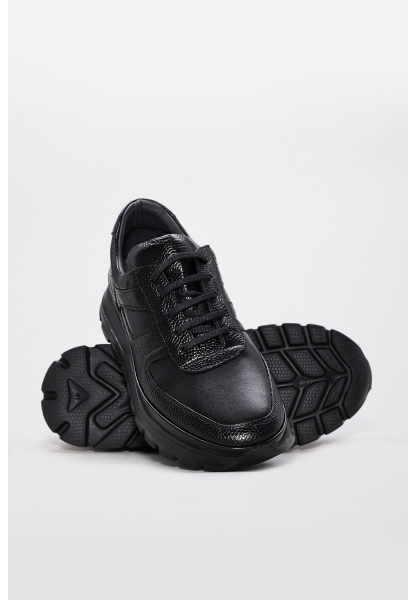 MirgeShoes Siyah Bağcıklı Erkek Casual Ayakkabı İçi Dışı Hakiki Deri MRG013441315245