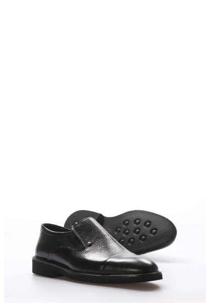 MirgeShoes Siyah Bağcıksız Erkek Klasik Ayakkabı İçi Dışı Hakiki Deri MRG01289131232