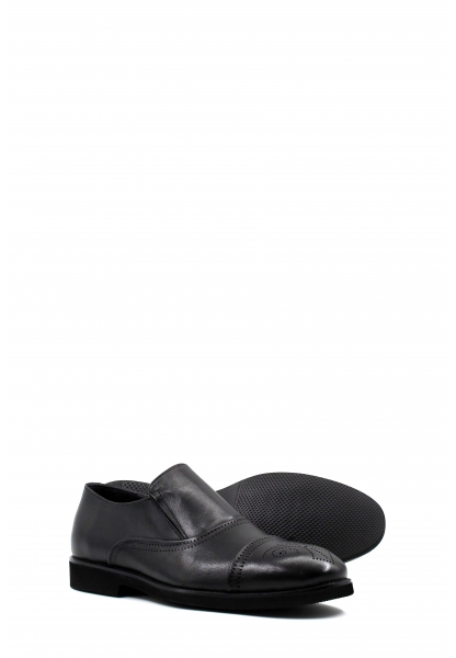 MirgeShoes Siyah Bağcıksız Erkek Klasik Ayakkabı İçi Dışı Hakiki Deri MRG01871131201210739