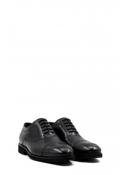MirgeShoes Siyah Bağcıklı Erkek Klasik Ayakkabı İçi Dışı Hakiki Deri MRG0187113120125438