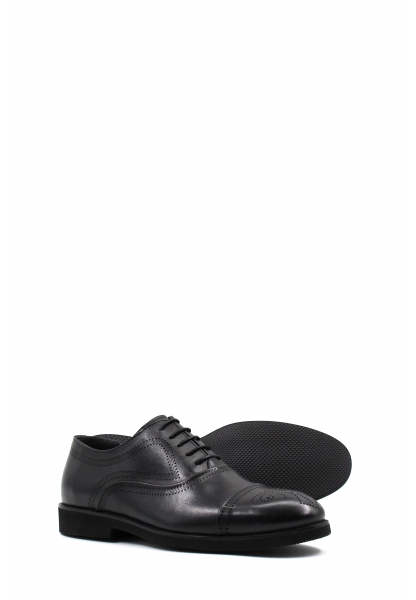 MirgeShoes Siyah Bağcıklı Erkek Klasik Ayakkabı İçi Dışı Hakiki Deri MRG0187113120125438
