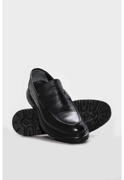 MirgeShoes Siyah Bağcıksız Erkek Klasik Ayakkabı İçi Dışı Hakiki Deri MRG01871131506747
