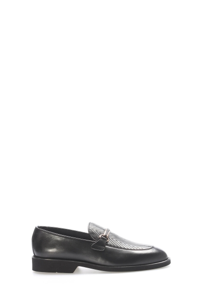 MirgeShoes Siyah Bağcıksız Erkek Klasik Ayakkabı İçi Dışı Hakiki Deri MRG0190813124441436