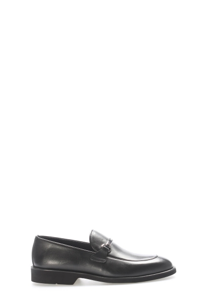 MirgeShoes Siyah Bağcıksız Erkek Klasik Ayakkabı İçi Dışı Hakiki Deri MRG0190813124658