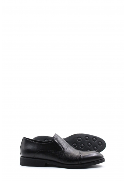 MirgeShoes Siyah Bağcıksız Erkek Klasik Ayakkabı İçi Dışı Hakiki Deri MRG01367131795