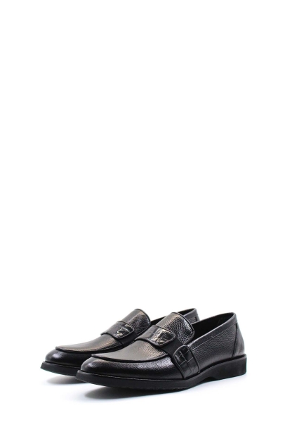 MirgeShoes Siyah Bağcıksız Erkek Klasik Ayakkabı İçi Dışı Hakiki Deri MRG019971314845438