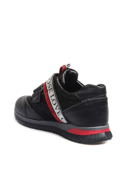 MirgeShoes Siyah Unisex Çocuk Cırtcırtlı Casual Ayakkabı İçi Dışı Hakiki Deri MRG011362411132