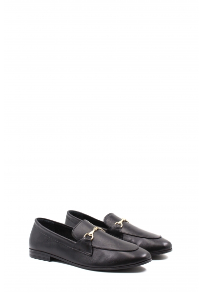 MirgeShoes Siyah Rahat Kadın Babet Ayakkabı İçi Dışı Hakiki Deri MRG01549261732