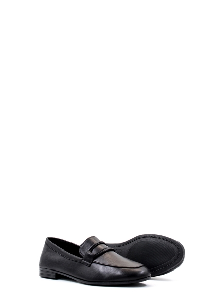 MirgeShoes Siyah Rahat Kadın Babet Ayakkabı İçi Dışı Hakiki Deri MRG015492832-16