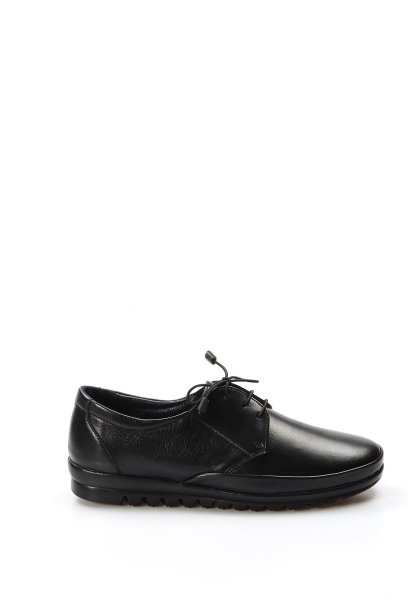 MirgeShoes Siyah Bağcıklı Kadın Casual Ayakkabı İçi Dışı Hakiki Deri MRG0110112611138