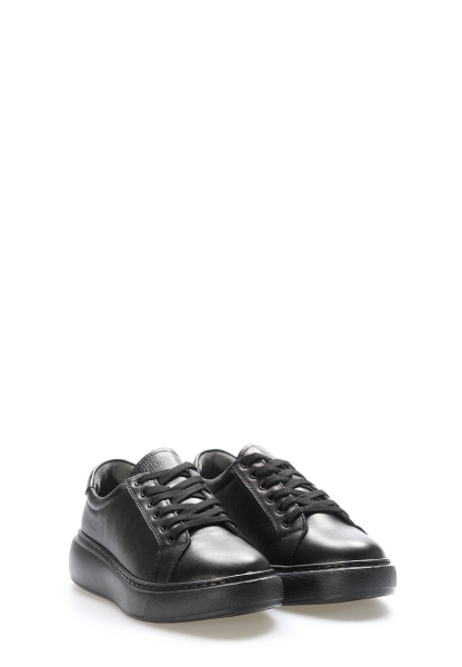 MirgeShoes Siyah Bağcıklı Kadın Casual Ayakkabı İçi Dışı Hakiki Deri MRG012662613269