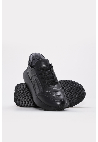 MirgeShoes Siyah Bağcıklı Kadın Casual Ayakkabı İçi Dışı Hakiki Deri MRG01266261724