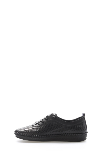 MirgeShoes Siyah Bağcıklı Kadın Casual Ayakkabı İçi Dışı Hakiki Deri MRG012942612243