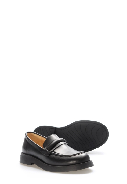 MirgeShoes Siyah Bağcıksız Kadın Casual Ayakkabı İçi Dışı Hakiki Deri MRG01340261318