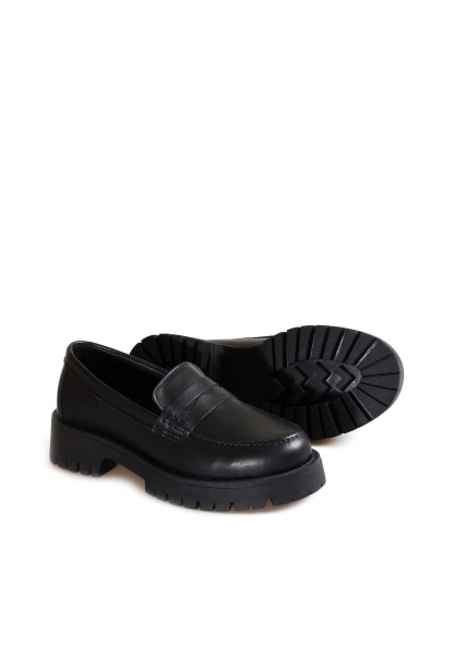 MirgeShoes Siyah Bağcıksız Kadın Casual Ayakkabı İçi Dışı Hakiki Deri MRG017112612699