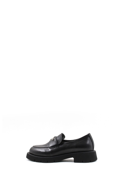 MirgeShoes Siyah Bağcıksız Kadın Casual Ayakkabı İçi Dışı Hakiki Deri MRG011018261817