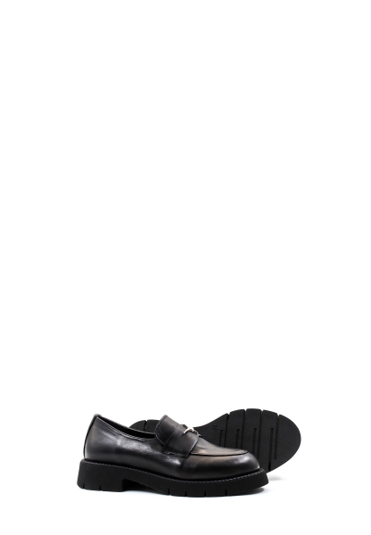 MirgeShoes Siyah Bağcıksız Kadın Casual Ayakkabı İçi Dışı Hakiki Deri MRG011018261817