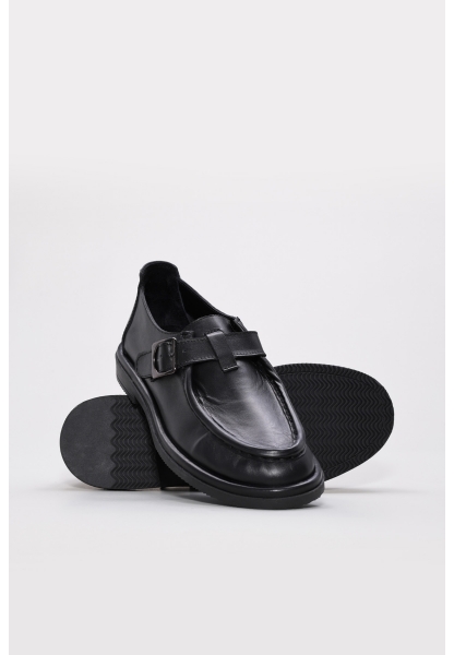 MirgeShoes Siyah Bağcıksız Kadın Casual Ayakkabı İçi Dışı Hakiki Deri MRG0137626140445