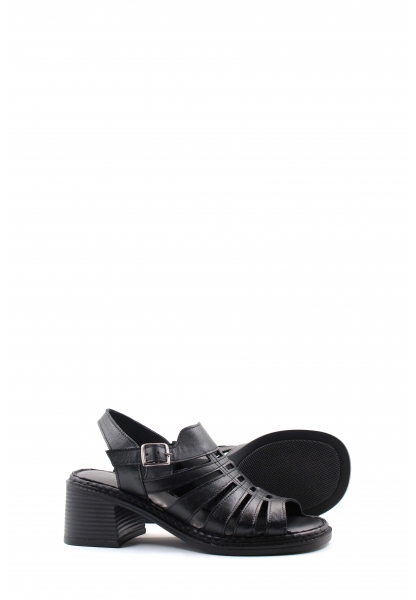 MirgeShoes Kadın Dolgu Topuk Sandalet İçi Dışı Hakiki Deri Siyah  MRG0175126193929
